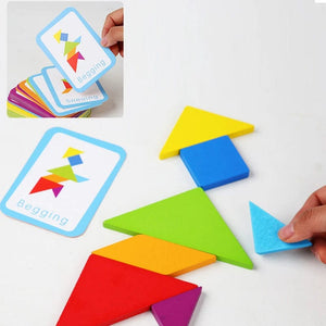 Planet Gates NB180C1 Wooden Tangram Jigsaw Puzzles Board Games Kids Montessori Educational Toys Children Kindergarten Geometric Shape Teaching Aids