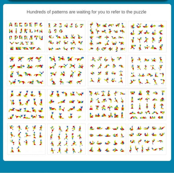 Planet Gates NB180C1 Wooden Tangram Jigsaw Puzzles Board Games Kids Montessori Educational Toys Children Kindergarten Geometric Shape Teaching Aids