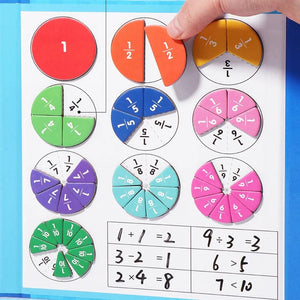 Planet Gates NB19C1 Children Magnetic Fraction Learning Math Toys Wooden Fraction Book Set Parish Teaching Aids Arithmetic Learning Educational Toys