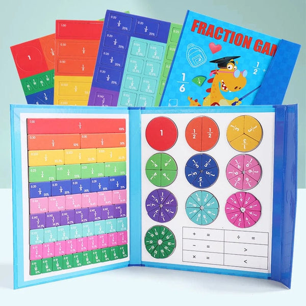 Planet Gates NB19C1 Children Magnetic Fraction Learning Math Toys Wooden Fraction Book Set Parish Teaching Aids Arithmetic Learning Educational Toys