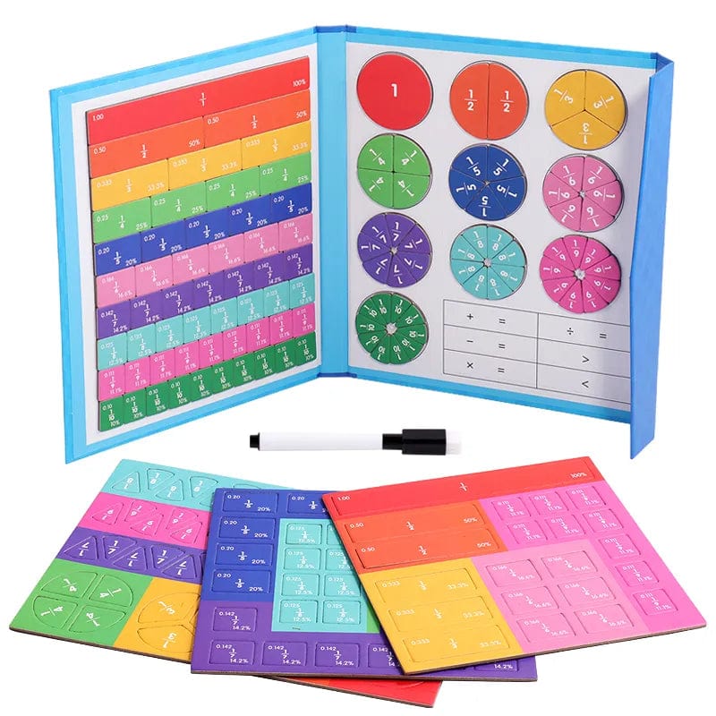 Planet Gates NB19C1 Children Magnetic Fraction Learning Math Toys Wooden Fraction Book Set Parish Teaching Aids Arithmetic Learning Educational Toys