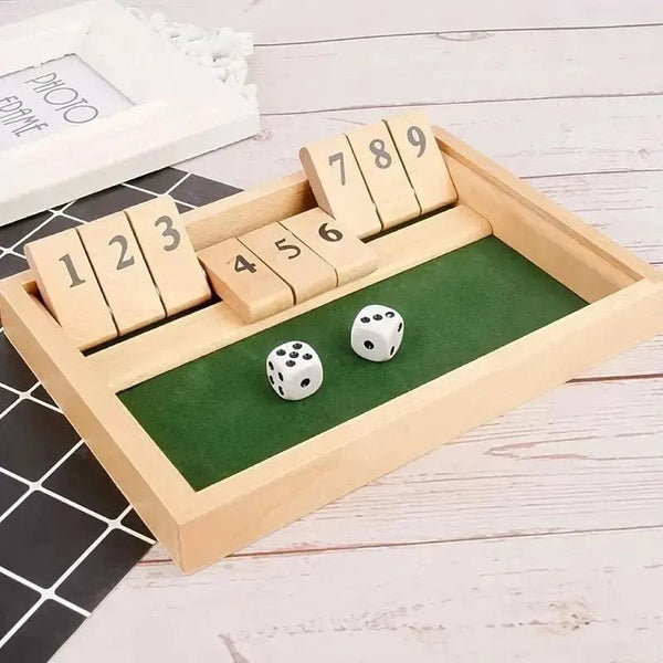 Planet Gates NB200C1 Deluxe Four Sided 10 Numbers Shut The Box Board Game Set Dice Party Club Drinking Games for Adults Families