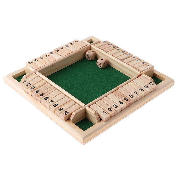 Planet Gates NB200C1 Deluxe Four Sided 10 Numbers Shut The Box Board Game Set Dice Party Club Drinking Games for Adults Families