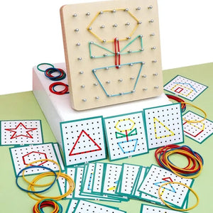 Planet Gates NB205C1 Montessori Geometry Math Teaching Aids For Children Shape Pegboard Puzzle Game Early Childhood Educational Wooden Toys Gifts