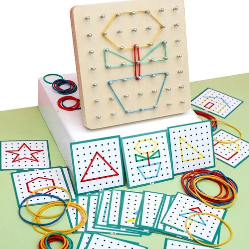 Planet Gates NB205C1 Montessori Geometry Math Teaching Aids For Children Shape Pegboard Puzzle Game Early Childhood Educational Wooden Toys Gifts