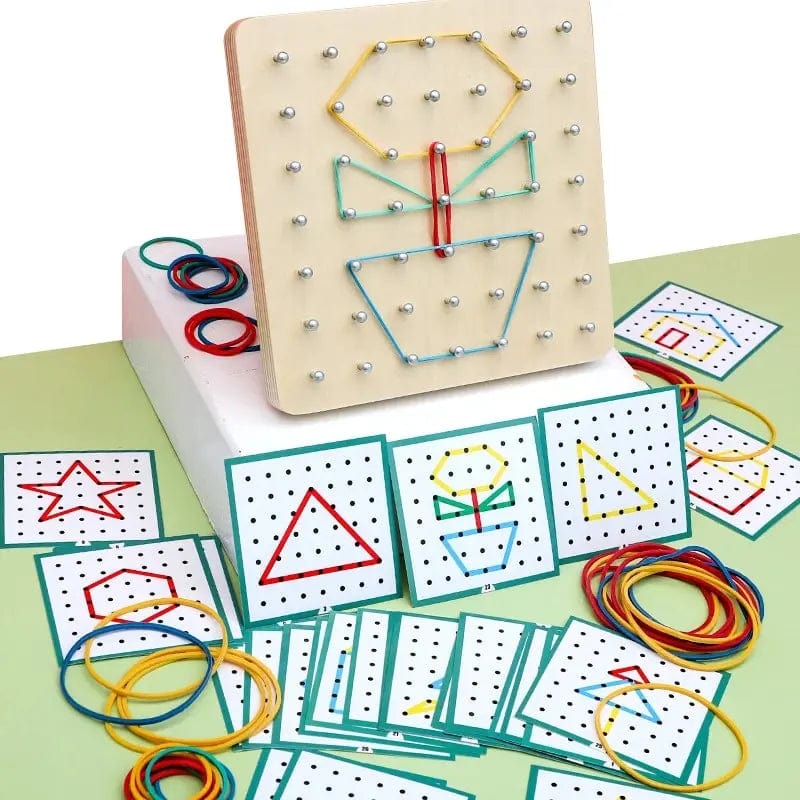 Planet Gates NB205C1 Montessori Geometry Math Teaching Aids For Children Shape Pegboard Puzzle Game Early Childhood Educational Wooden Toys Gifts