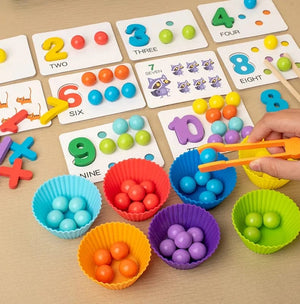 Planet Gates NB240C1 Clip Beads Wooden Toy Kids Sorting Bowl Toddler Learning Activities Fine Motor Skills Toy Preschool Early Educational Montessori