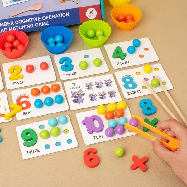 Planet Gates NB240C1 Clip Beads Wooden Toy Kids Sorting Bowl Toddler Learning Activities Fine Motor Skills Toy Preschool Early Educational Montessori