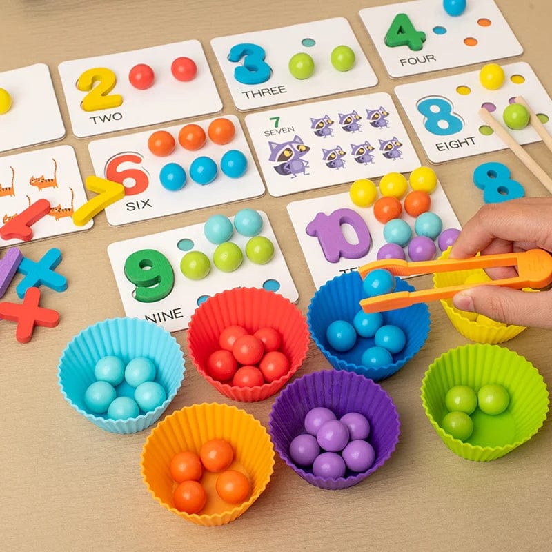 Planet Gates NB240C1 Clip Beads Wooden Toy Kids Sorting Bowl Toddler Learning Activities Fine Motor Skills Toy Preschool Early Educational Montessori