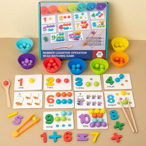 Planet Gates NB240C1 Clip Beads Wooden Toy Kids Sorting Bowl Toddler Learning Activities Fine Motor Skills Toy Preschool Early Educational Montessori