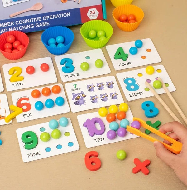 Planet Gates NB240C1 Clip Beads Wooden Toy Kids Sorting Bowl Toddler Learning Activities Fine Motor Skills Toy Preschool Early Educational Montessori
