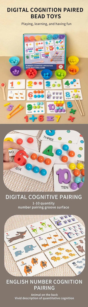 Planet Gates NB240C1 Clip Beads Wooden Toy Kids Sorting Bowl Toddler Learning Activities Fine Motor Skills Toy Preschool Early Educational Montessori
