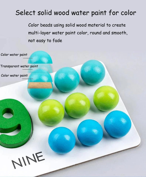 Planet Gates NB240C1 Clip Beads Wooden Toy Kids Sorting Bowl Toddler Learning Activities Fine Motor Skills Toy Preschool Early Educational Montessori