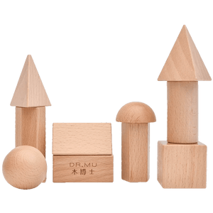 Planet Gates NB2419C1 Montessori Mystery Bag Wood Sensory Toys Objects Geometric Shapes Natural Wood Color Solid Wood 3 Years Old