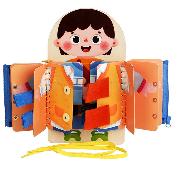 Planet Gates NB310C1 Montessori Toys Early Education Children Life Skills Tying Shoelaces Zipper Buckles Wooden Multi-layer Busy Board Puzzle Gift