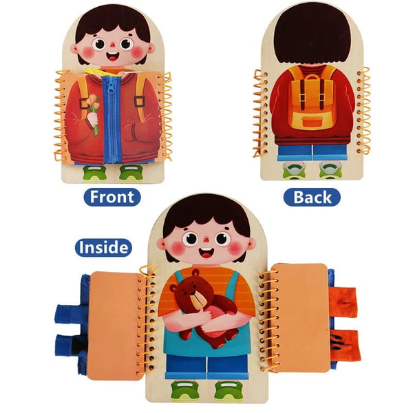Planet Gates NB310C1 Montessori Toys Early Education Children Life Skills Tying Shoelaces Zipper Buckles Wooden Multi-layer Busy Board Puzzle Gift