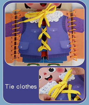 Planet Gates NB310C1 Montessori Toys Early Education Children Life Skills Tying Shoelaces Zipper Buckles Wooden Multi-layer Busy Board Puzzle Gift