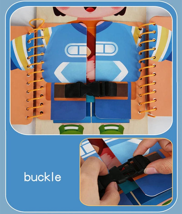 Planet Gates NB310C1 Montessori Toys Early Education Children Life Skills Tying Shoelaces Zipper Buckles Wooden Multi-layer Busy Board Puzzle Gift
