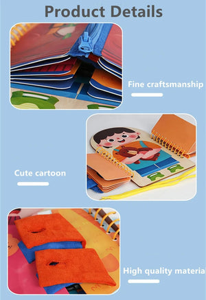 Planet Gates NB310C1 Montessori Toys Early Education Children Life Skills Tying Shoelaces Zipper Buckles Wooden Multi-layer Busy Board Puzzle Gift