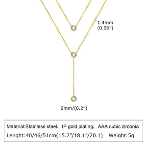 Planet Gates NC-1448G Gold Plated Lariat Necklace for Women, Double Laryered Long Chain Drop Pendant Choker Necklaces Fashion Gifts