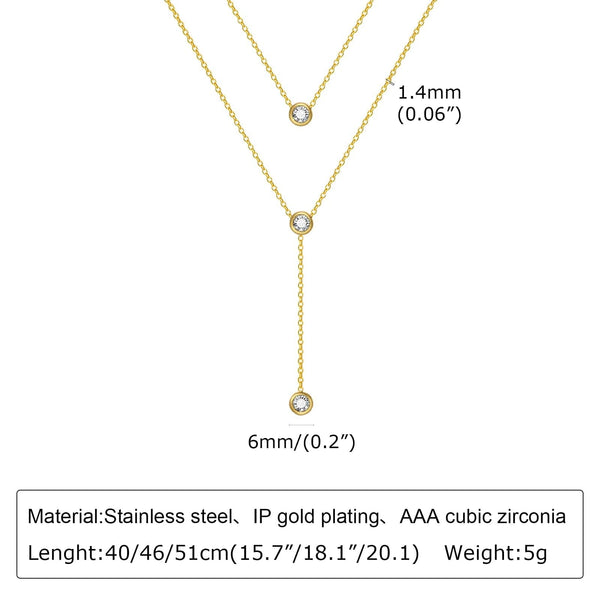Planet Gates NC-1448G Gold Plated Lariat Necklace for Women, Double Laryered Long Chain Drop Pendant Choker Necklaces Fashion Gifts