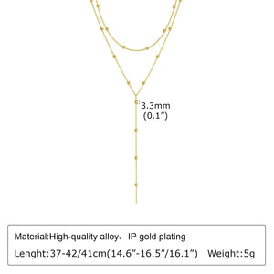 Planet Gates NC-1476G Gold Plated Lariat Necklace for Women, Double Laryered Long Chain Drop Pendant Choker Necklaces Fashion Gifts