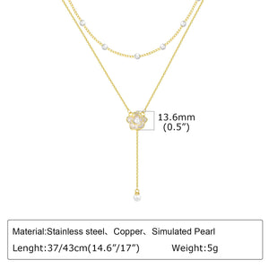 Planet Gates NC-1481G Gold Plated Lariat Necklace for Women, Double Laryered Long Chain Drop Pendant Choker Necklaces Fashion Gifts