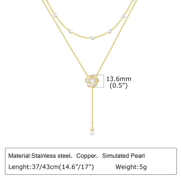 Planet Gates NC-1481G Gold Plated Lariat Necklace for Women, Double Laryered Long Chain Drop Pendant Choker Necklaces Fashion Gifts