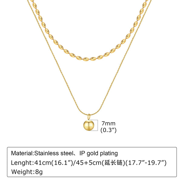 Planet Gates NC-1485G Gold Plated Lariat Necklace for Women, Double Laryered Long Chain Drop Pendant Choker Necklaces Fashion Gifts