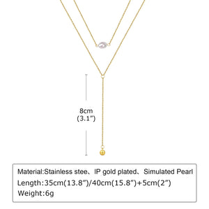 Planet Gates NC-1571G Gold Plated Lariat Necklace for Women, Double Laryered Long Chain Drop Pendant Choker Necklaces Fashion Gifts