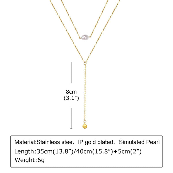 Planet Gates NC-1571G Gold Plated Lariat Necklace for Women, Double Laryered Long Chain Drop Pendant Choker Necklaces Fashion Gifts