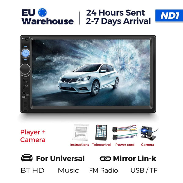 Planet Gates ND1-CP-CAM Navifly ND1 2 din Car Radio 7" HD Touch Screen Autoradio Multimedia Player Universal Car Stereo MP5 Player BT SWC TF FM Camera