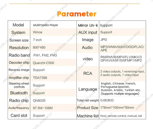 Planet Gates ND1-CP-CAM Navifly ND1 2 din Car Radio 7" HD Touch Screen Autoradio Multimedia Player Universal Car Stereo MP5 Player BT SWC TF FM Camera
