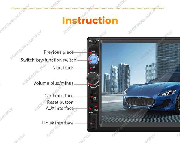 Planet Gates ND1-CP-CAM Navifly ND1 2 din Car Radio 7" HD Touch Screen Autoradio Multimedia Player Universal Car Stereo MP5 Player BT SWC TF FM Camera