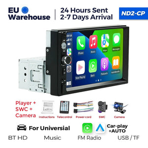Planet Gates ND2-CAM Navifly ND2 Universal 1Din Car Radio Stereo 7inch HD Touch Screen Multimedia Player BT Autoaudio FM Receiver Mirror Link Monitor