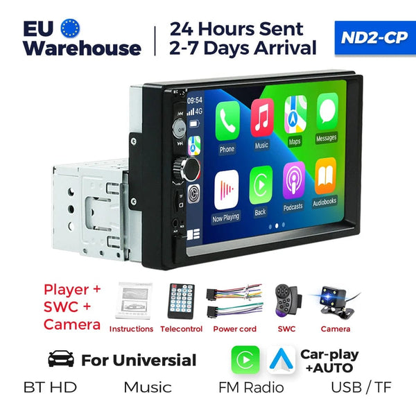 Planet Gates ND2-CAM Navifly ND2 Universal 1Din Car Radio Stereo 7inch HD Touch Screen Multimedia Player BT Autoaudio FM Receiver Mirror Link Monitor
