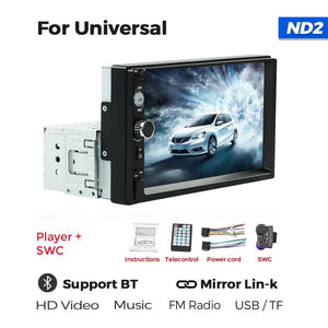 Planet Gates ND2-CAM Navifly ND2 Universal 1Din Car Radio Stereo 7inch HD Touch Screen Multimedia Player BT Autoaudio FM Receiver Mirror Link Monitor