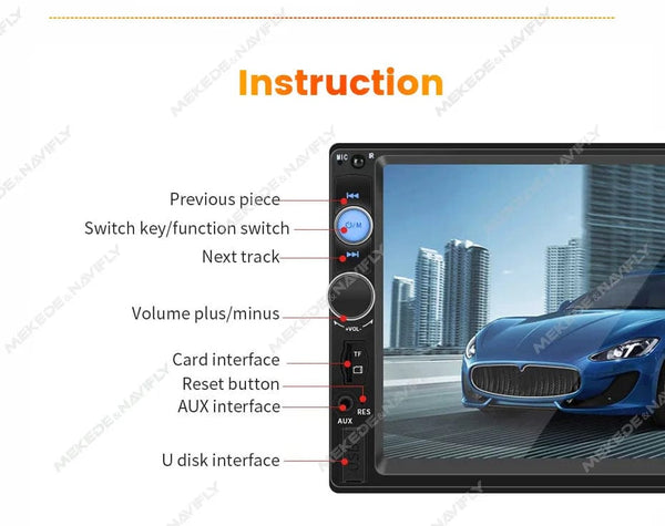 Planet Gates ND2-CAM Navifly ND2 Universal 1Din Car Radio Stereo 7inch HD Touch Screen Multimedia Player BT Autoaudio FM Receiver Mirror Link Monitor
