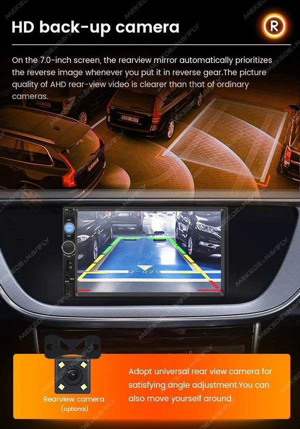 Planet Gates ND2-CAM Navifly ND2 Universal 1Din Car Radio Stereo 7inch HD Touch Screen Multimedia Player BT Autoaudio FM Receiver Mirror Link Monitor