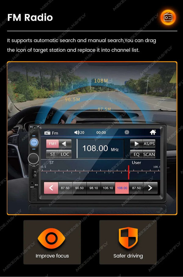 Planet Gates ND2-CAM Navifly ND2 Universal 1Din Car Radio Stereo 7inch HD Touch Screen Multimedia Player BT Autoaudio FM Receiver Mirror Link Monitor