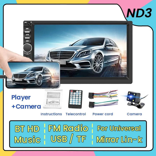 Planet Gates ND3 CAM 7 inch HD Touch Screen Universal Car Radio MP5 Multimedia Video Player Support BT SWC TF Camera FM radio MirrorLink carplay