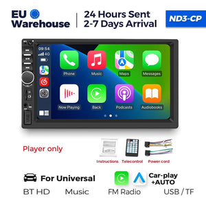 Planet Gates ND3-CP 7 inch HD Touch Screen Universal Car Radio MP5 Multimedia Video Player Support BT SWC TF Camera FM radio MirrorLink carplay