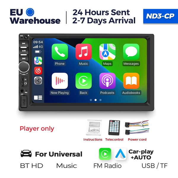 Planet Gates ND3-CP 7 inch HD Touch Screen Universal Car Radio MP5 Multimedia Video Player Support BT SWC TF Camera FM radio MirrorLink carplay