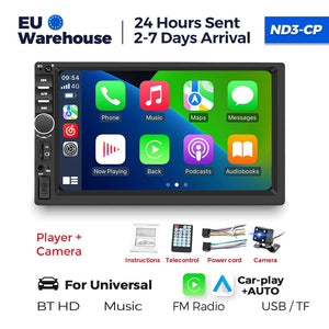 Planet Gates ND3-CP-CAM 7 inch HD Touch Screen Universal Car Radio MP5 Multimedia Video Player Support BT SWC TF Camera FM radio MirrorLink carplay