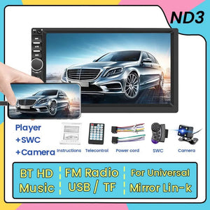 Planet Gates ND3 SWC CAM 7 inch HD Touch Screen Universal Car Radio MP5 Multimedia Video Player Support BT SWC TF Camera FM radio MirrorLink carplay