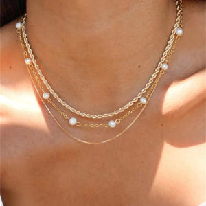 Planet Gates NE-0053-24 Vintage Silver-plate Geometric Exaggerated Artificial Pearl Chain Necklace For Women Female Fashion Boho Y2K Girl Jewelry Gift