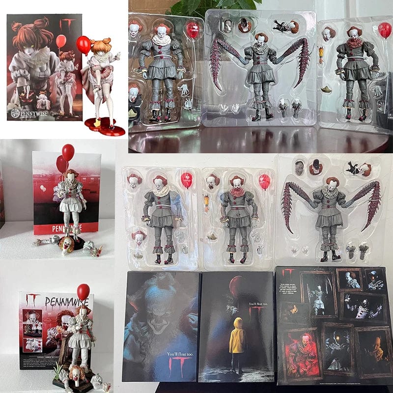 Planet Gates NECA Pennywise Joker Action Figure Toy Doll Horror Halloween Christmas Gift 18cm Bookshelf Ornament