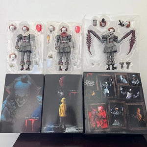 Planet Gates NECA Pennywise Joker Action Figure Toy Doll Horror Halloween Christmas Gift 18cm Bookshelf Ornament