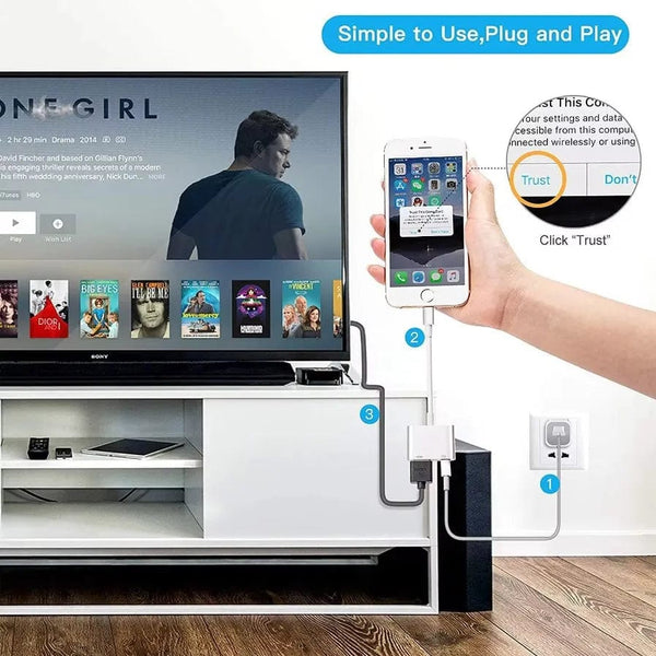Planet Gates need power supply 8Pin Port to HDMI Adapter 1080P Screen Converter Compatible iPhone to HDMI Adapter for iPhone iPod Models TV Monitors Projector