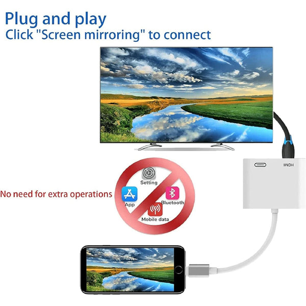 Planet Gates need power supply 8Pin Port to HDMI Adapter 1080P Screen Converter Compatible iPhone to HDMI Adapter for iPhone iPod Models TV Monitors Projector